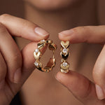 0.35 Ct Round Cut Lab Grown Diamond Heart Shape Hoop Earrings for Women Gold