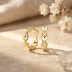 0.35 Ct Round Cut Lab Grown Diamond Heart Shape Hoop Earrings for Women Gold