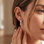 0.35 Ct Round Cut Lab Grown Diamond Heart Shape Hoop Earrings for Women White