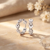0.35 Ct Round Cut Lab Grown Diamond Heart Shape Hoop Earrings for Women White