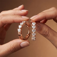 2.50 Ct Heart Cut Lab Grown Diamond Elegant Hoop Earrings Rose Gold