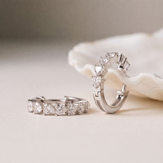 2.50 Ct Heart Cut Lab Grown Diamond Elegant Hoop Earrings White