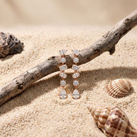 2.90 Ct Multi Stone Lab Grown Diamond Dangle Earrings for Women Rose Gold