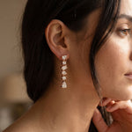 2.90 Ct Multi Stone Lab Grown Diamond Dangle Earrings for Women Rose Gold