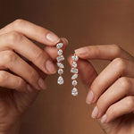 2.90 Ct Multi Stone Lab Grown Diamond Dangle Earrings for Women Rose Gold