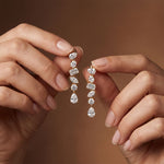 2.90 Ct Multi Stone Lab Grown Diamond Dangle Earrings for Women Gold