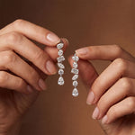 2.90 Ct Multi Stone Lab Grown Diamond Dangle Earrings for Women White