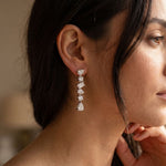 2.90 Ct Multi Stone Lab Grown Diamond Dangle Earrings for Women White