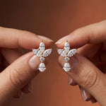 1.35 Ct Marquise Cut Lab Grown Diamond Floral Drop Earrings Rose Gold