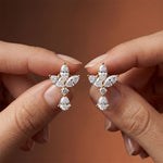 1.35 Ct Marquise Cut Lab Grown Diamond Floral Drop Earrings Gold