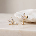 1.35 Ct Marquise Cut Lab Grown Diamond Floral Drop Earrings Gold