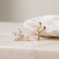 1.35 Ct Marquise Cut Lab Grown Diamond Floral Drop Earrings Gold