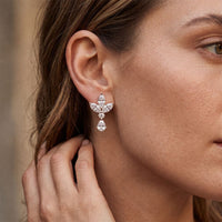 1.35 Ct Marquise Cut Lab Grown Diamond Floral Drop Earrings White