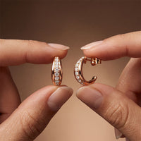 0.40 Ct Round Cut Lab Grown Diamond Half Hoop Earrings for Women Rose Gold