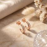 0.40 Ct Round Cut Lab Grown Diamond Half Hoop Earrings for Women Rose Gold