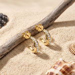 0.40 Ct Round Cut Lab Grown Diamond Half Hoop Earrings for Women Gold