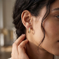 0.40 Ct Round Cut Lab Grown Diamond Half Hoop Earrings for Women Gold