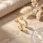 0.40 Ct Round Cut Lab Grown Diamond Half Hoop Earrings for Women Gold