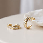 0.40 Ct Round Cut Lab Grown Diamond Half Hoop Earrings for Women Gold