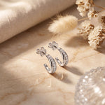 0.40 Ct Round Cut Lab Grown Diamond Half Hoop Earrings for Women White