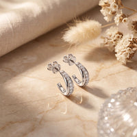 0.40 Ct Round Cut Lab Grown Diamond Half Hoop Earrings for Women White