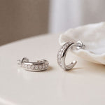 0.40 Ct Round Cut Lab Grown Diamond Half Hoop Earrings for Women White