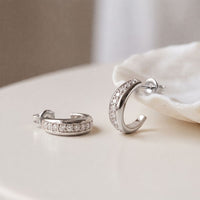 0.40 Ct Round Cut Lab Grown Diamond Half Hoop Earrings for Women White