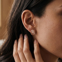 0.25 Ct Round Cut Lab Grown Diamond Oval Frame Stud Earrings for Women Rose Gold