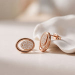 0.25 Ct Round Cut Lab Grown Diamond Oval Frame Stud Earrings for Women Rose Gold