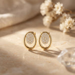 0.25 Ct Round Cut Lab Grown Diamond Oval Frame Stud Earrings for Women Gold