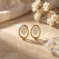 0.25 Ct Round Cut Lab Grown Diamond Oval Frame Stud Earrings for Women Gold