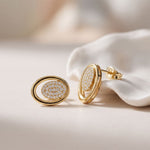 0.25 Ct Round Cut Lab Grown Diamond Oval Frame Stud Earrings for Women Gold