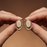0.25 Ct Round Cut Lab Grown Diamond Oval Frame Stud Earrings for Women Gold