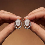 0.25 Ct Round Cut Lab Grown Diamond Oval Frame Stud Earrings for Women White