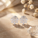 1.60 Ct Pear Cut Lab Grown Diamond Cluster Arc Halo Stud Earrings White