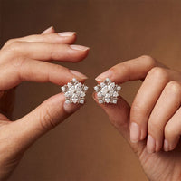 0.95 Ct Marquise Cut Lab Grown Diamond Floral Cluster Stud Earrings White