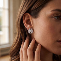 0.45 Ct Round Cut Lab Grown Diamond Floral Cluster Stud Earrings for Women White