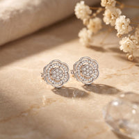 0.45 Ct Round Cut Lab Grown Diamond Floral Cluster Stud Earrings for Women White