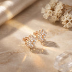 1.05 Ct Marquise Cut Lab Grown Diamond Geometric Floral Stud Earrings for Women Rose Gold