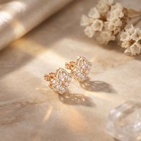 1.05 Ct Marquise Cut Lab Grown Diamond Geometric Floral Stud Earrings for Women Rose Gold