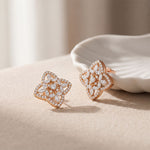 1.05 Ct Marquise Cut Lab Grown Diamond Geometric Floral Stud Earrings for Women Rose Gold