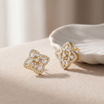 1.05 Ct Marquise Cut Lab Grown Diamond Geometric Floral Stud Earrings for Women Gold