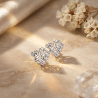 1.05 Ct Marquise Cut Lab Grown Diamond Geometric Floral Stud Earrings for Women White