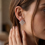 1.05 Ct Marquise Cut Lab Grown Diamond Geometric Floral Stud Earrings for Women White