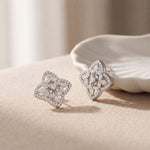 1.05 Ct Marquise Cut Lab Grown Diamond Geometric Floral Stud Earrings for Women White