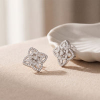 1.05 Ct Marquise Cut Lab Grown Diamond Geometric Floral Stud Earrings for Women White
