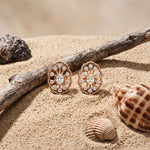 0.50 Ct Oval Cut Lab Grown Diamond Floral Medallion Stud Earrings for Women Rose Gold