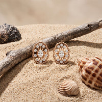 0.50 Ct Oval Cut Lab Grown Diamond Floral Medallion Stud Earrings for Women Rose Gold