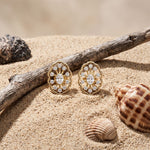 0.50 Ct Oval Cut Lab Grown Diamond Floral Medallion Stud Earrings for Women Gold