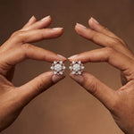 0.40 Ct Round Cut Lab Grown Diamond Floral Bloom Cluster Stud Earrings White
